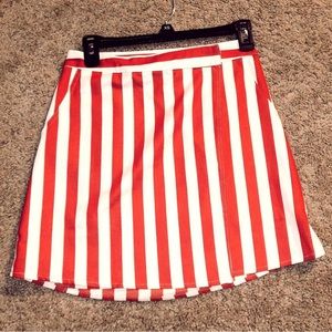 Red And White Candy Stripe Wrap Skirt